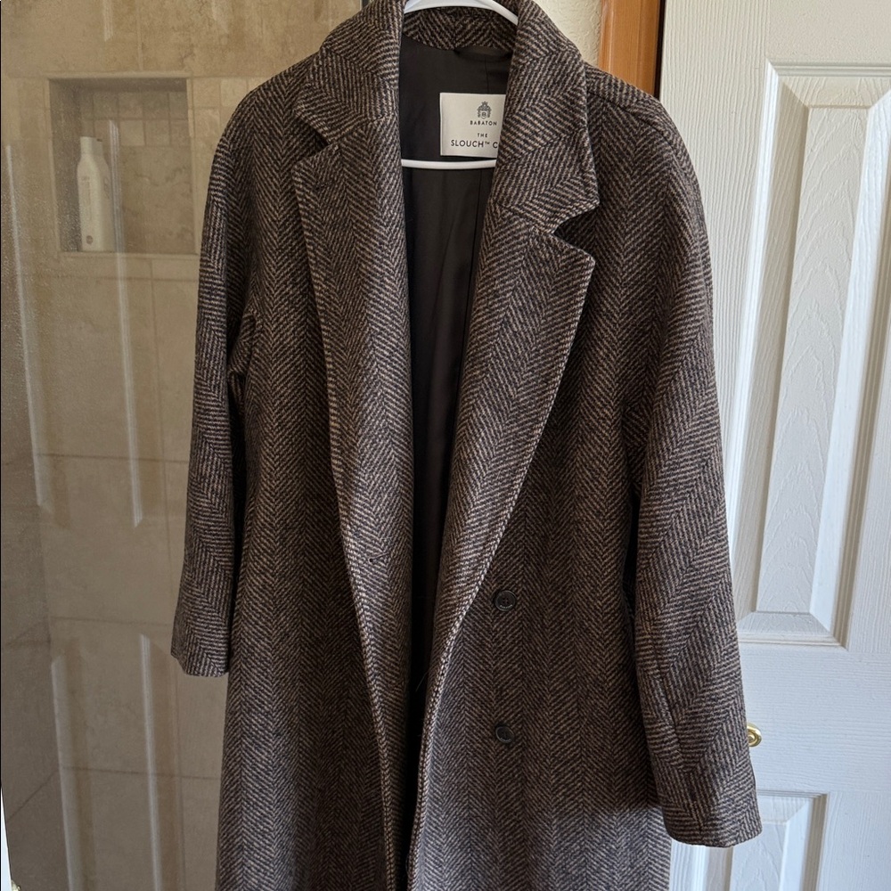 Babaton Brown Herringbone Slouchy Trench Coat size medium